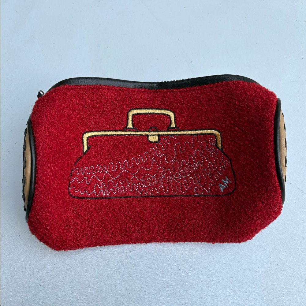 Vintage Antonio Melani Round Clutch Make Up Bag‎ Grandmacore Classic Bold Preppy